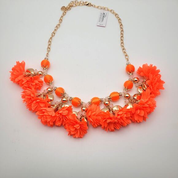Lilly Pulitzer Tangelo Orange Flower Bloom Statement Necklace Resort Jewelry - Picture 1 of 8